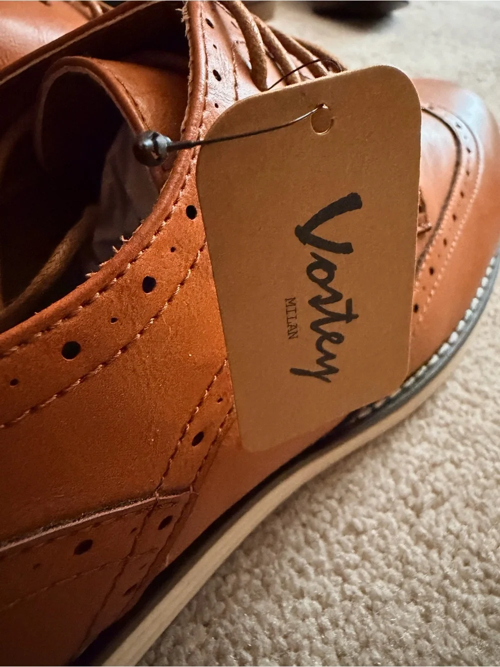 NWT Men’s Vostey Milan Oxford Dress Shoes Size 12 - Cognac